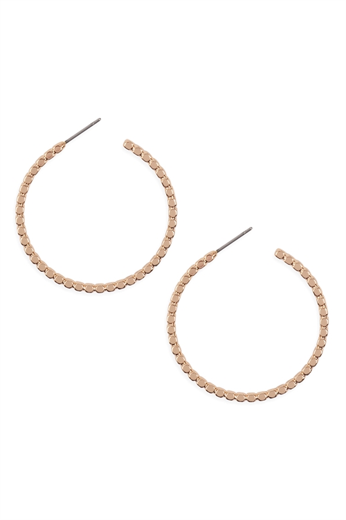 S17-12-4-ME4380GD-ROUND TEXTURED HOOP POST EARRINGS-GOLD/6PCS