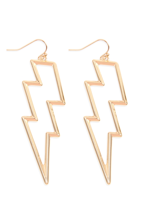 S22-11-5-ME4440GD - OPEN CAST LIGHTNING EARRINGS - GOLD/6PAIRS