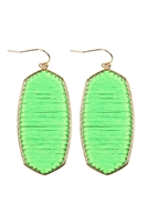 A1-3-4-ME4669GD-NGR  - THREAD WRAPPED EARRINGS - NEON GREEN/1PC