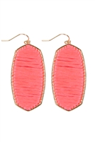 A1-3-4-ME4669GD-NPK  - THREAD WRAPPED FISH HOOK EARRINGS - NEON PINK/1PC