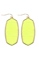A1-3-4-ME4669GD-NYL  - THREAD WRAPPED FISH HOOK EARRINGS - NEON YELLOW/1PC
