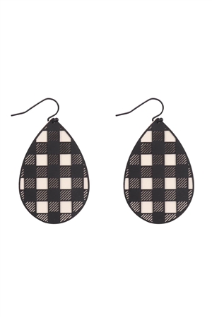 A1-3-2-ME4712BK-IVY-IVORY BUFFALO CHECKERED EARRINGS/1PAIR