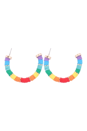 S4-5-1-ME4888RMLT - HALF OPEN HOOP FIMO DISC BEADS EARRINGS - MULTICOLOR/6PCS