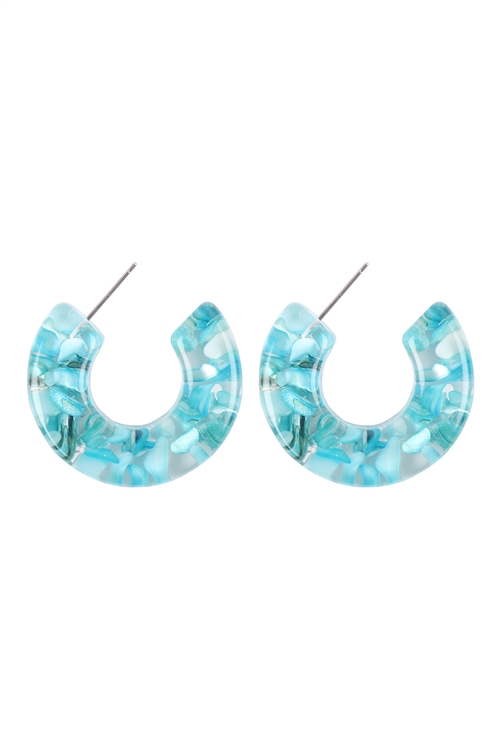 A2-3-2-ME4990BLU - ABL RESIN ROUNDED HOOP EARRINGS - BLUE/1PC