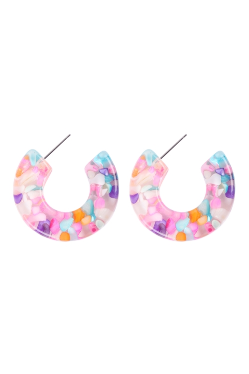A2-3-2-ME4990MLT - ABL RESIN ROUNDED HOOP EARRINGS - MULTICOLOR/1PC