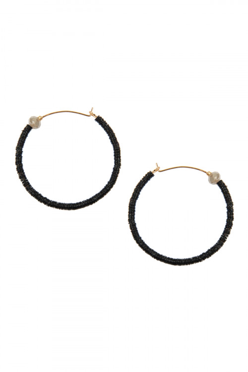 A1-1-4-ME7670BLK BLACK TOGGLE HOOP EARRINGS/6PAIRS