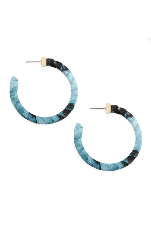 S4-6-1-ME7961GRY - FABRIC POST HOOP EARRINGS - GRAY/6PCS (NOW $ 1.00 ONLY!)