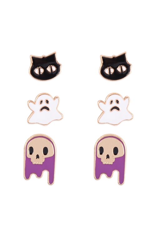 S6-4-5-ME90036MLT - HALLOWEEN ENAMEL 3 SET ASSORTED EARRING /1PC