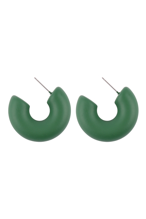 S6-4-5-ME90069GRN - 1.25"  COLOR COATED HOOP EARRINGS - GREEN/6PCS (NOW $1.00 ONLY!)