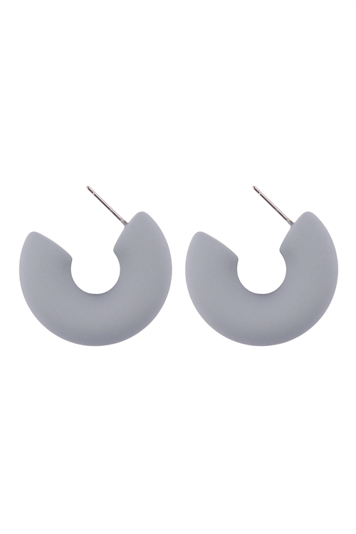 S6-4-5-ME90069GRY - 1.25"  COLOR COATED HOOP EARRINGS - GRAY/6PCS (NOW $1.00 ONLY!)