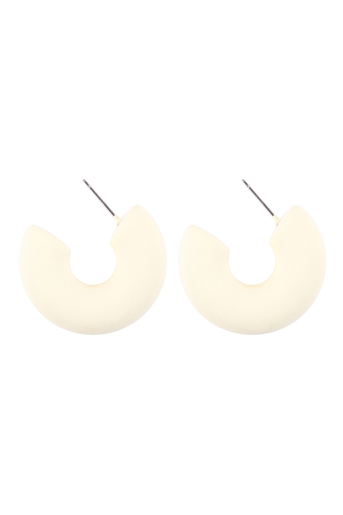 S6-4-5-ME90069IVY - 1.25"  COLOR COATED HOOP EARRINGS - IVORY/6PCS (NOW $1.00 ONLY!)