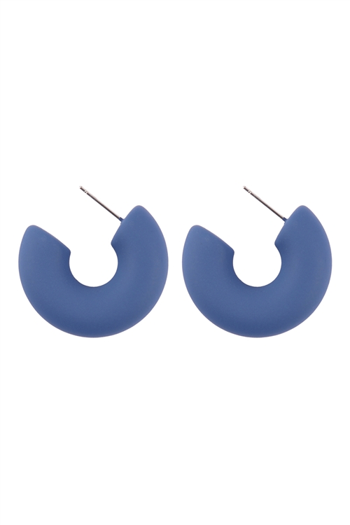 S6-4-5-ME90069NAV - 1.25"  COLOR COATED HOOP EARRINGS - NAVY/6PCS (NOW $1.00 ONLY!)