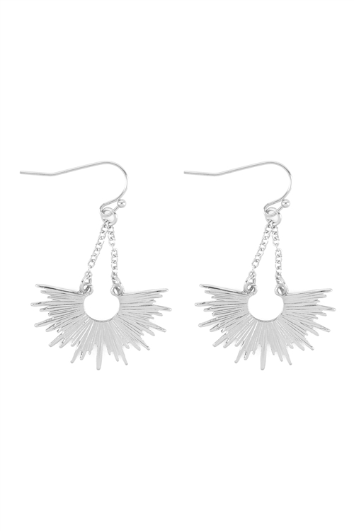 S1-5-2-ME90083RD - SUNBURST DANGLE EARRINGS - SILVER/6PCS