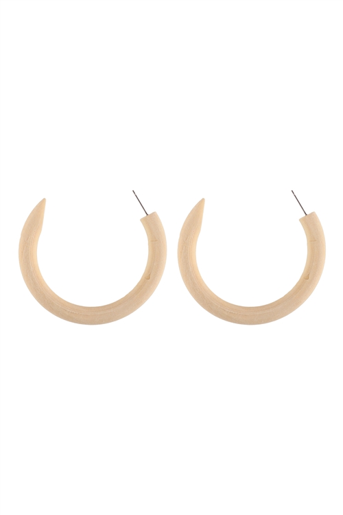 A3-1-3-ME90146IVY - HORN WOOD COLOR HOOP EARRINGS - IVORY/6PCS (NOW $1.00 ONLY!)