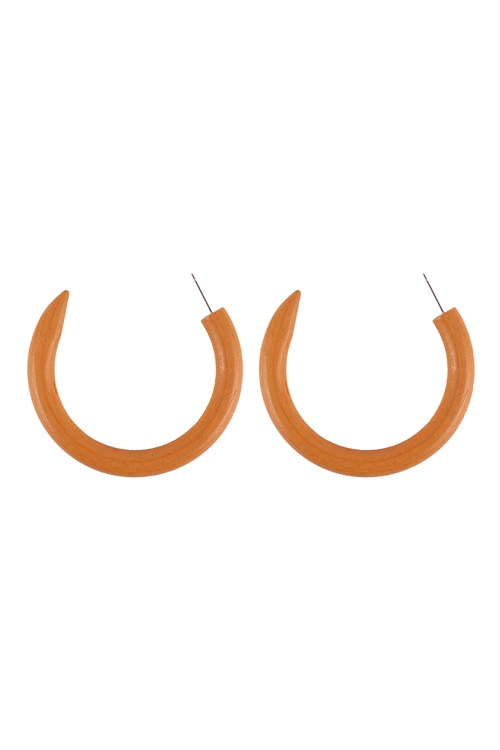 A3-1-3-ME90146MST - HORN WOOD COLOR HOOP EARRINGS - MUSTARD/6PCS (NOW $1.00 ONLY!)