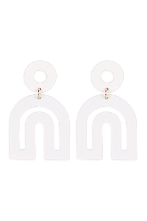 A2-1-3-ME90158WHT - MODERN ARCH COLOR COATED EARRINGS - WHITE/6PCS