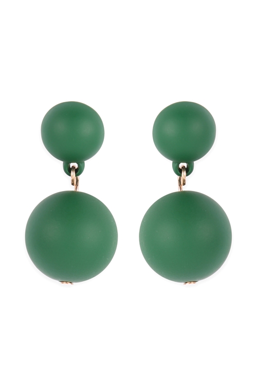 A2-2-5-ME90161GRN - CCB 2 DROP COLOR COATED EARRINGS - GREEN/6PCS (NOW $0.75 ONLY!)