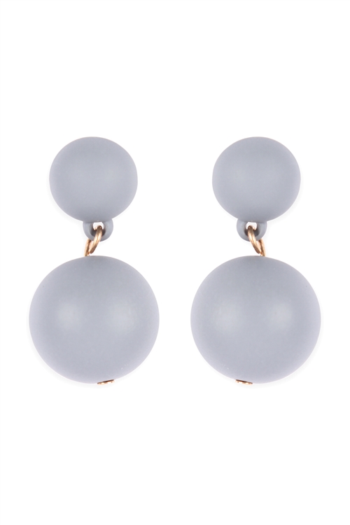 A2-2-5-ME90161GRY - CCB 2 DROP COLOR COATED EARRINGS - GRAY/6PCS (NOW $0.75 ONLY!)