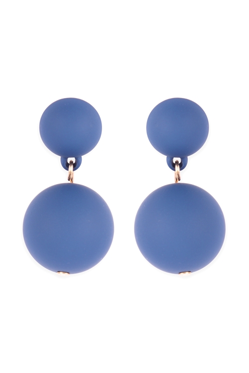 A2-2-5-ME90161NAV - CCB 2 DROP COLOR COATED EARRINGS - NAVY/6PCS (NOW $0.75 ONLY!)