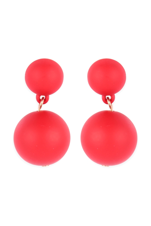 A2-2-5-ME90161RED - CCB 2 DROP COLOR COATED EARRINGS - RED/6PCS (NOW $0.75 ONLY!)