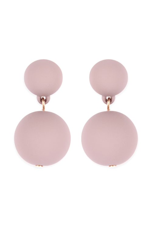 A2-1-3-ME90161TAU - CCB 2 DROP COLOR COATED EARRINGS - TAUPE/6PCS (NOW $0.75 ONLY!)