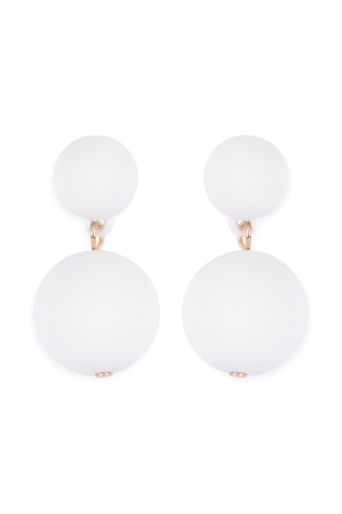 A2-1-3-ME90161WHT - CCB 2 DROP COLOR COATED EARRINGS - WHITE/6PCS (NOW $0.75 ONLY!)