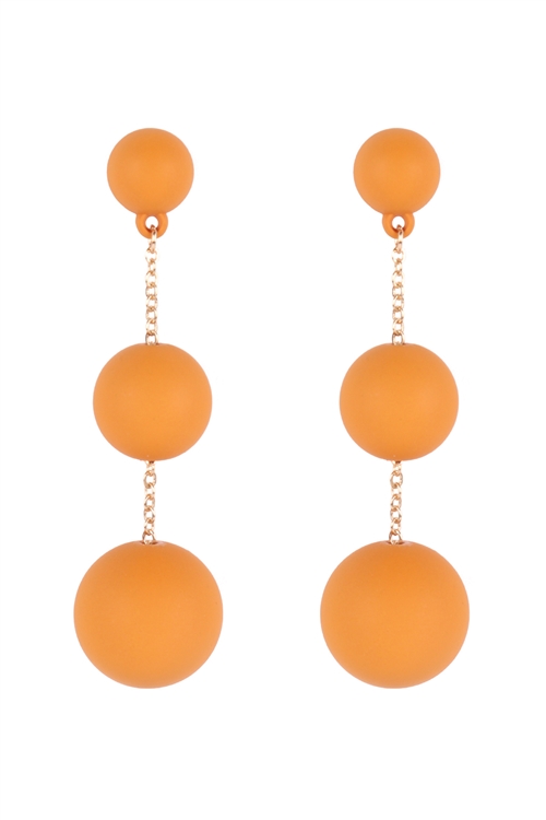 A2-3-3-ME90162DMST - CCB 3 DROP COLOR COATED EARRINGS - MUSTARD/6PCS (NOW $0.75 ONLY!)