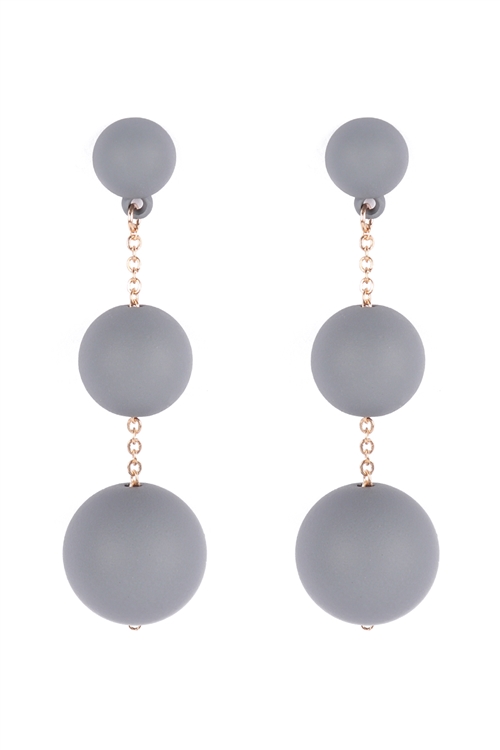 A2-3-3-ME90162GRY - CCB 3 DROP COLOR COATED EARRINGS - GRAY/6PCS (NOW $0.75 ONLY!)