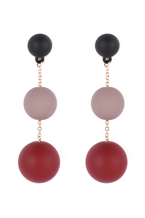 A3-2-1-ME90162M4 - CCB 3 DROP COLOR COATED EARRINGS - MULTICOLOR 4/6PCS (NOW $0.75 ONLY!)
