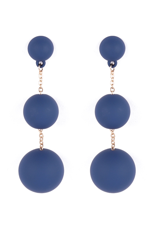 A2-3-3-ME90162NAV - CCB 3 DROP COLOR COATED EARRINGS - NAVY/6PCS (NOW $0.75 ONLY!)