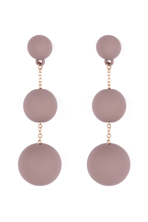 A2-3-3-ME90162TAU - CCB 3 DROP COLOR COATED EARRINGS - TAUPE/6PCS