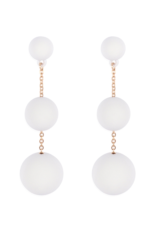 A2-3-3-ME90162WHT - CCB 3 DROP COLOR COATED EARRINGS - WHITE/6PCS