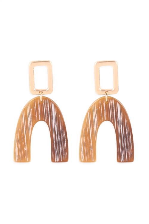 SA4-2-5/SA4-1-4-ME90170MST - U UPSIDE DOWN ACETATE POST DROP EARRINGS - MUSTARD/1PC