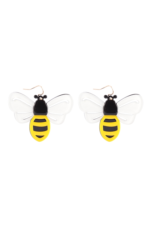 S5-5-2-ME90308MLT - COLOR ACRYLIC BEE EARRINGS - MULTICOLOR/6PCS