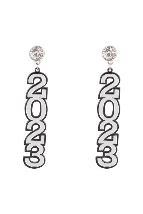 A1-1-2-ME90633SV - NEW YEAR 2023 DROP EARRINGS-SILVER/1PC