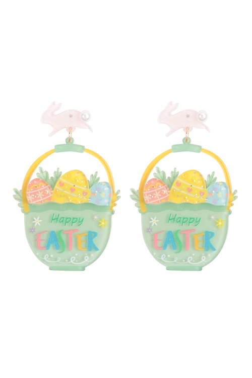 S1-8-3-ME90760MLT - HAPPY EASTER EGG BASKET DROP EARRINGS-MULTICOLOR/1PC