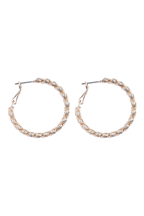 A3-1-2-ME90843GD - 1.25" TWISTED PINCATCH HOOP EARRINGS-GOLD/1PC