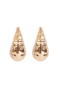 S4-4-5-ME91061GD - HAMMERED TEXTURE TEARDROP CCB EARRINGS-GOLD/1PC