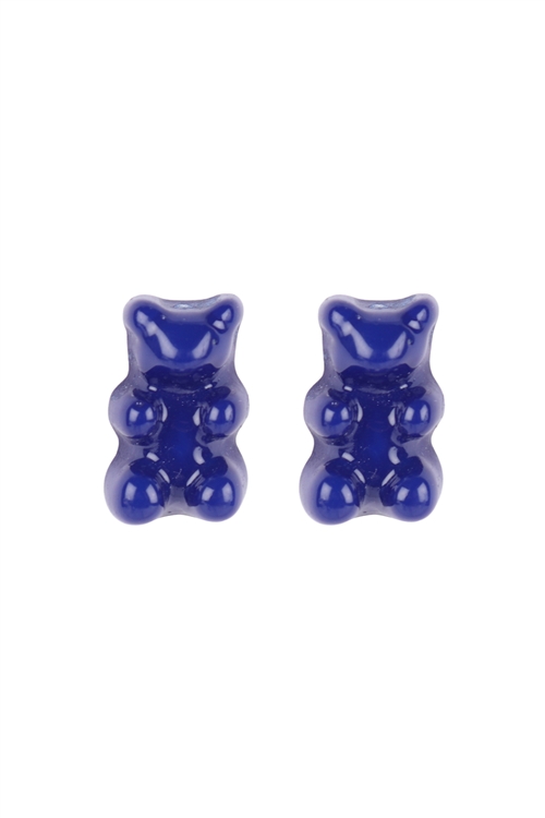 SA3-1-2-ME9488BLU - GUMMY BEAR STUD EARRINGS - BLUE/6PCS