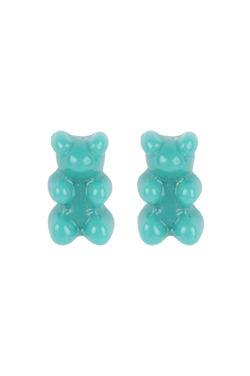 SA3-1-2-ME9488GRN - GUMMY BEAR STUD EARRINGS - GREEN/6PCS