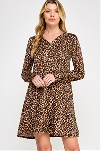 S38-1-1-MF-MD1150-1-LEO - LEOPARD PRINT V NECK LONG SLEEVE FLARED DRESS- BURGUNDY 2-2-2-2