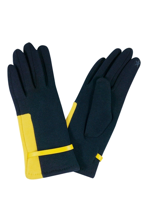 S28-8-3-MG0008NV - GLOVES SMART TOUCH STRAP TWO TONE ONE SIZE - NAVY/6PCS