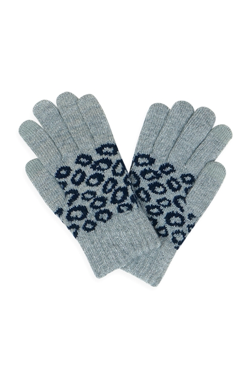 S23-7-2-MG0039GR-LEOPARD KNIT SMART TOUCH GLOVES-GRAY/6PCS