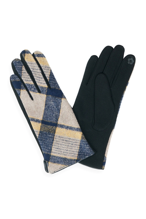 S23-6-2-MG0043NV-PLAID SMART TOUCH GLOVES-NAVY/6PCS