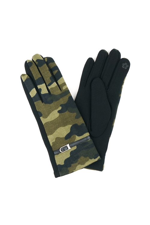S30-1-1-MI-MG0048 - CAMO PRINT BAND GLOVES ONE SIZE POLYESTER SMART TOUCH /6PCS