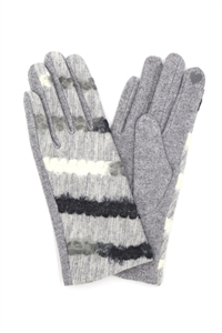 S30-1-1-MG0081 - MULTI COLOR YARN PATTERN SMART TOUCH GLOVES-GRAY/6PCS