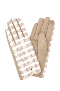 S30-1-1-MG0085 - FUZZY CHECK PLAID SMART TOUCH GLOVES-BEIGE/6PCS