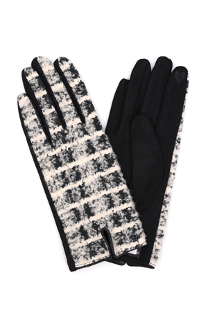 S30-1-1-MG0085 - FUZZY CHECK PLAID SMART TOUCH GLOVES-BLACK/6PCS
