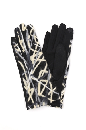 S30-1-1-MG0087 - GEOMETRIC MULTI COLOR EMBROIDERED SMART TOUCH GLOVES-BLACK/6PCS