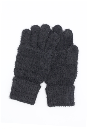 S30-1-1-MG0091 - FUZZY CABLE KNIT SMART TOUCH GLOVES-BLACK/6PCS